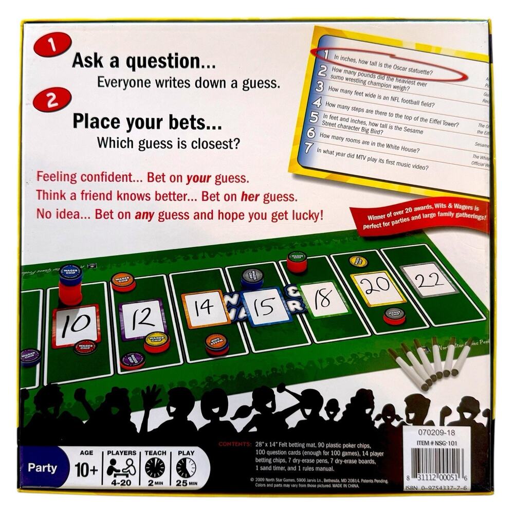 Wits & Wagers Party Trivia Board Game – Complete Set – Excellent Condition - Picture 7 of 9